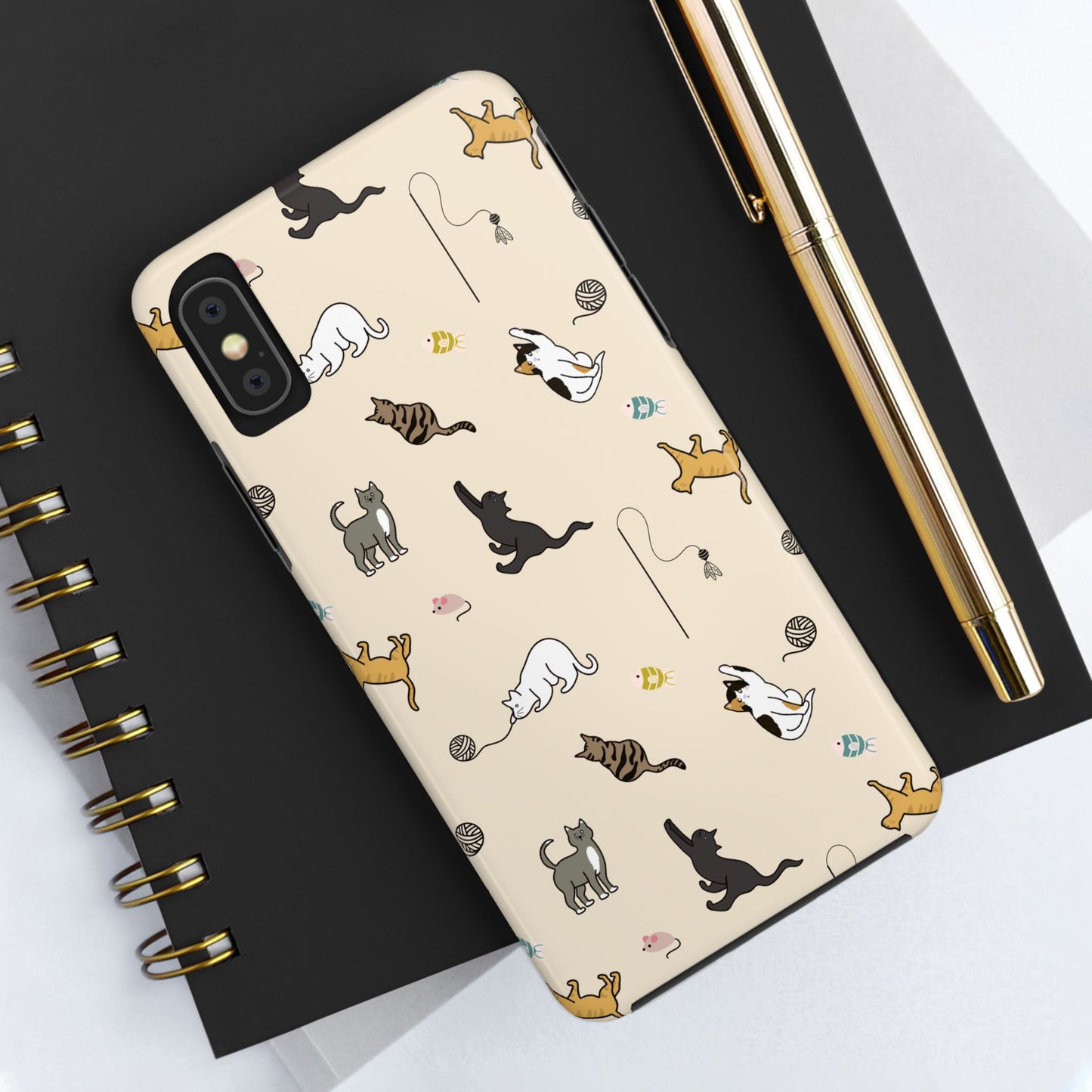 Cute Cat Pattern Tough Phone Case - Durable and Stylish Pet Lover Gift