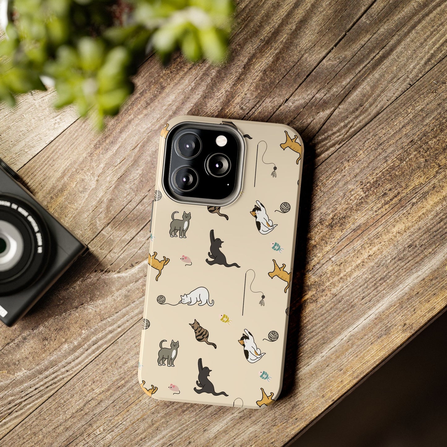 Cute Cat Pattern Tough Phone Case - Durable and Stylish Pet Lover Gift