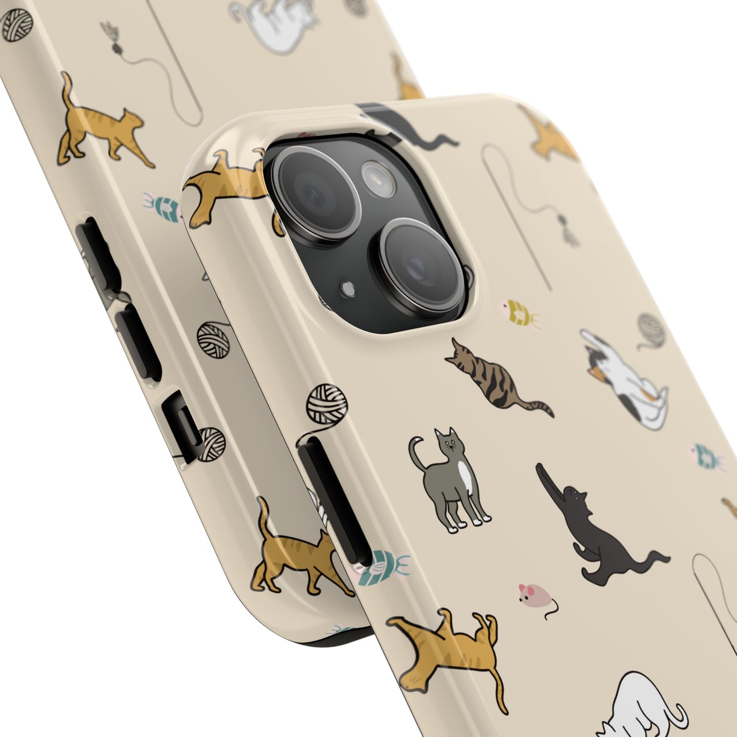 Cute Cat Pattern Tough Phone Case - Durable and Stylish Pet Lover Gift