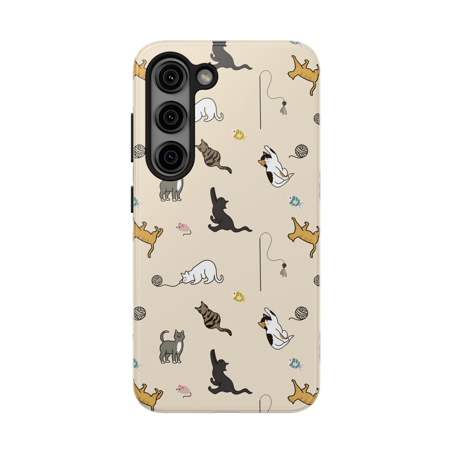 Cute Cat Pattern Tough Phone Case - Durable and Stylish Pet Lover Gift