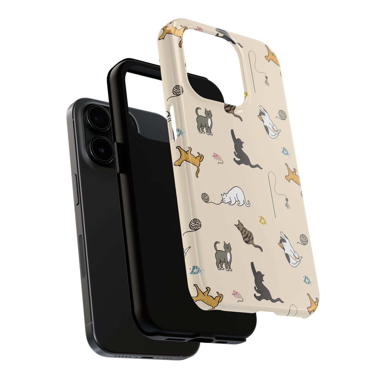 Cute Cat Pattern Tough Phone Case - Durable and Stylish Pet Lover Gift